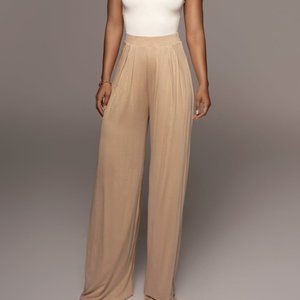 JLUXLABEL Devyn Wide Leg Pants in Tan